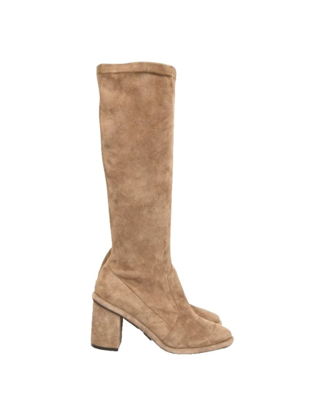 $700 LA CANADIENNE KNEE HIGH BOOT BLOCK WEATHERPROOF SUEDE BEIGE 38 (PD16)
